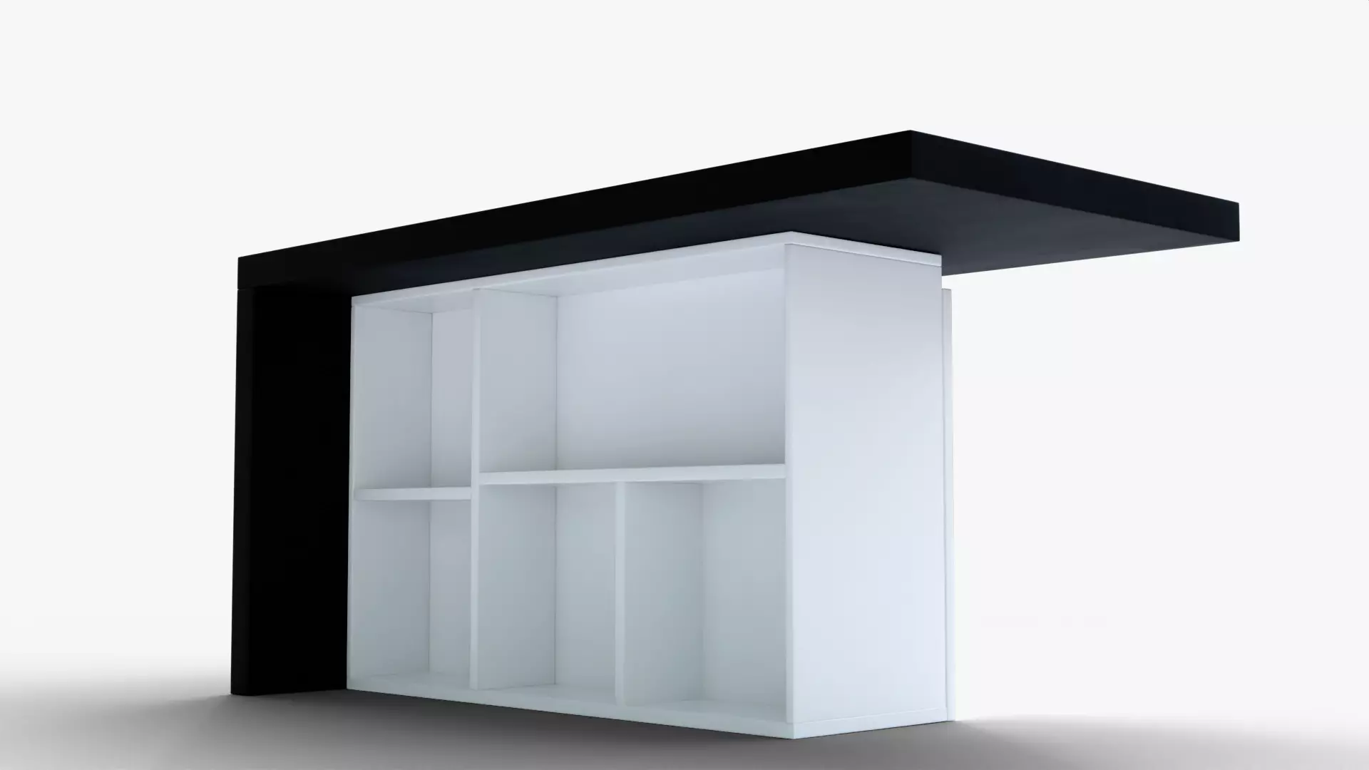 Modern Office Table with Storage Shelves and High Poly Low-poly 3D model_2