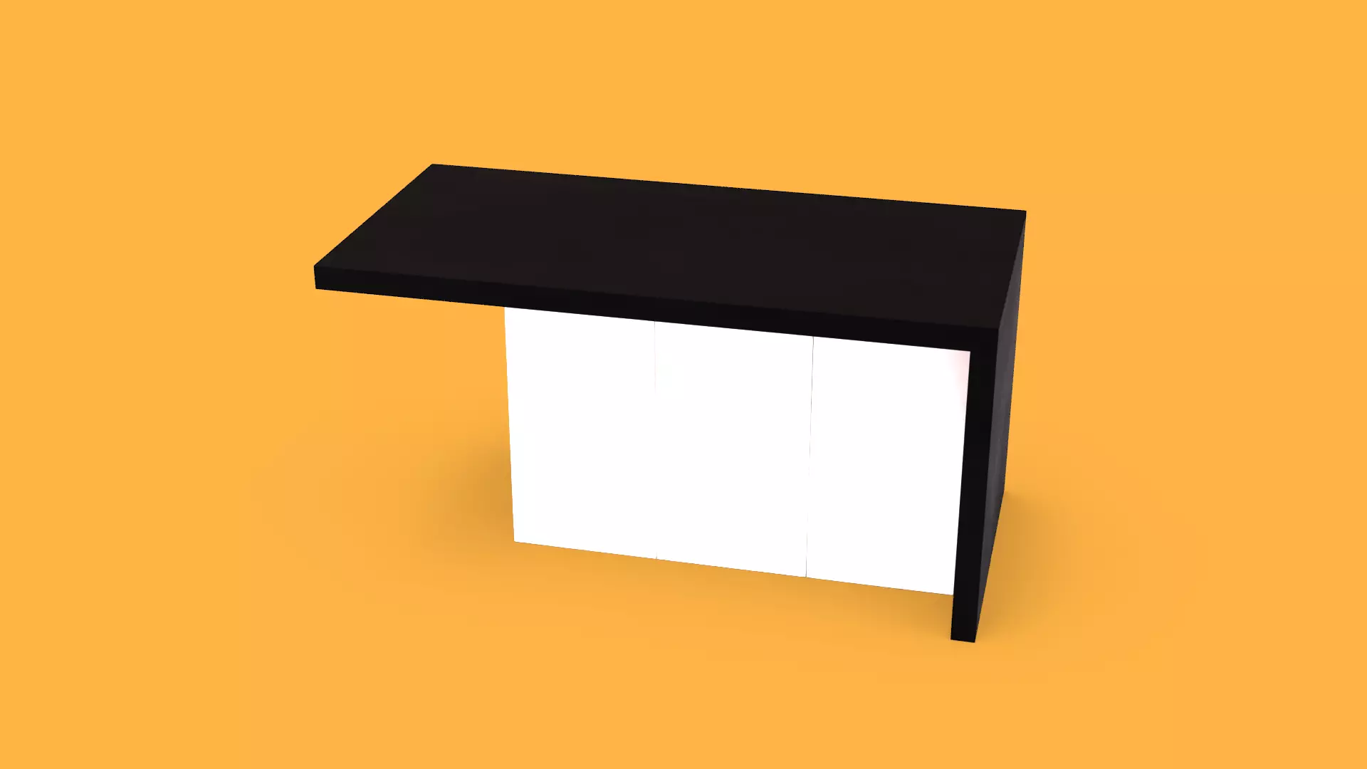 Modern Office Table with Storage Shelves and High Poly Low-poly 3D model_7