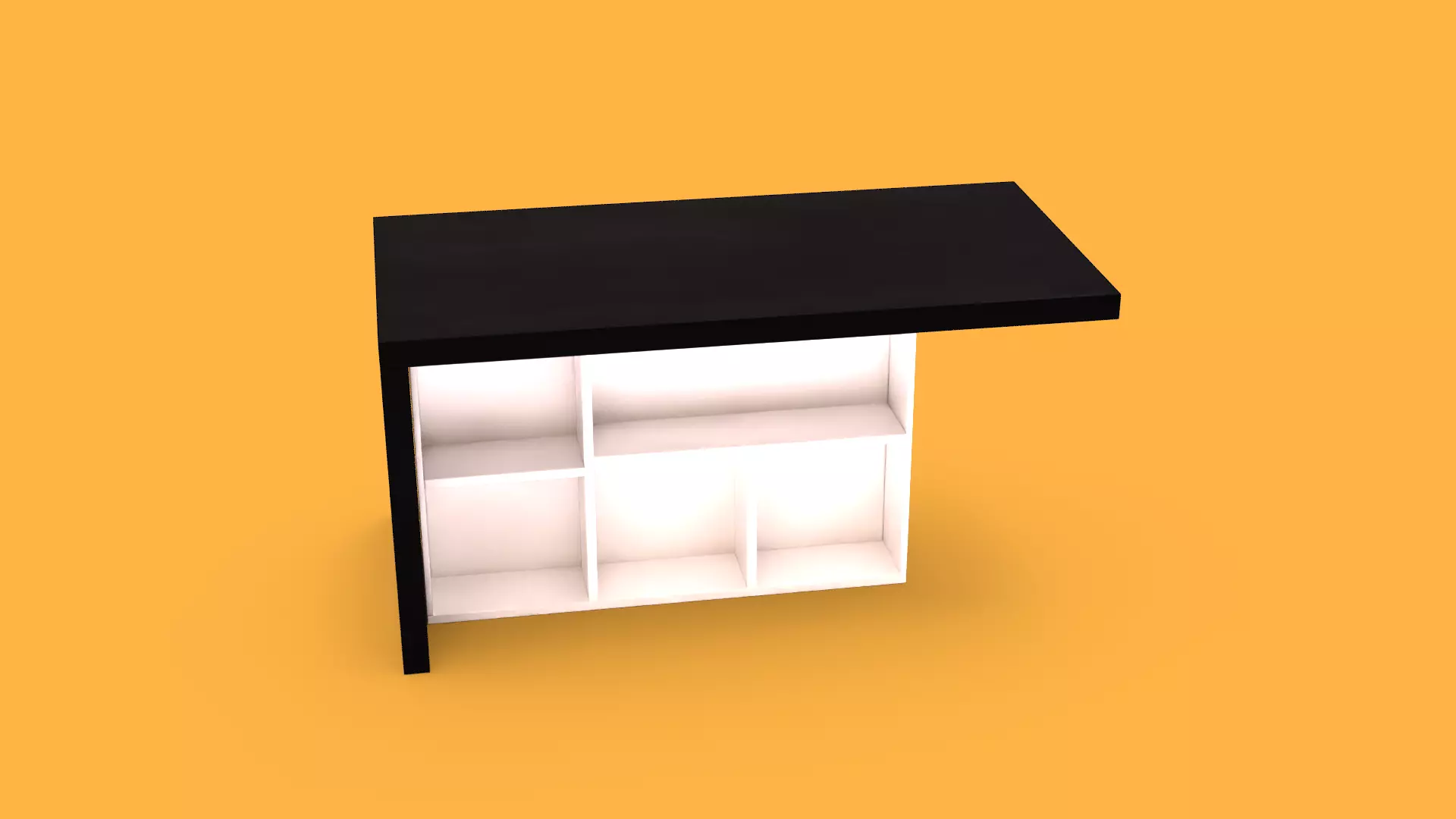Modern Office Table with Storage Shelves and High Poly Low-poly 3D model_5