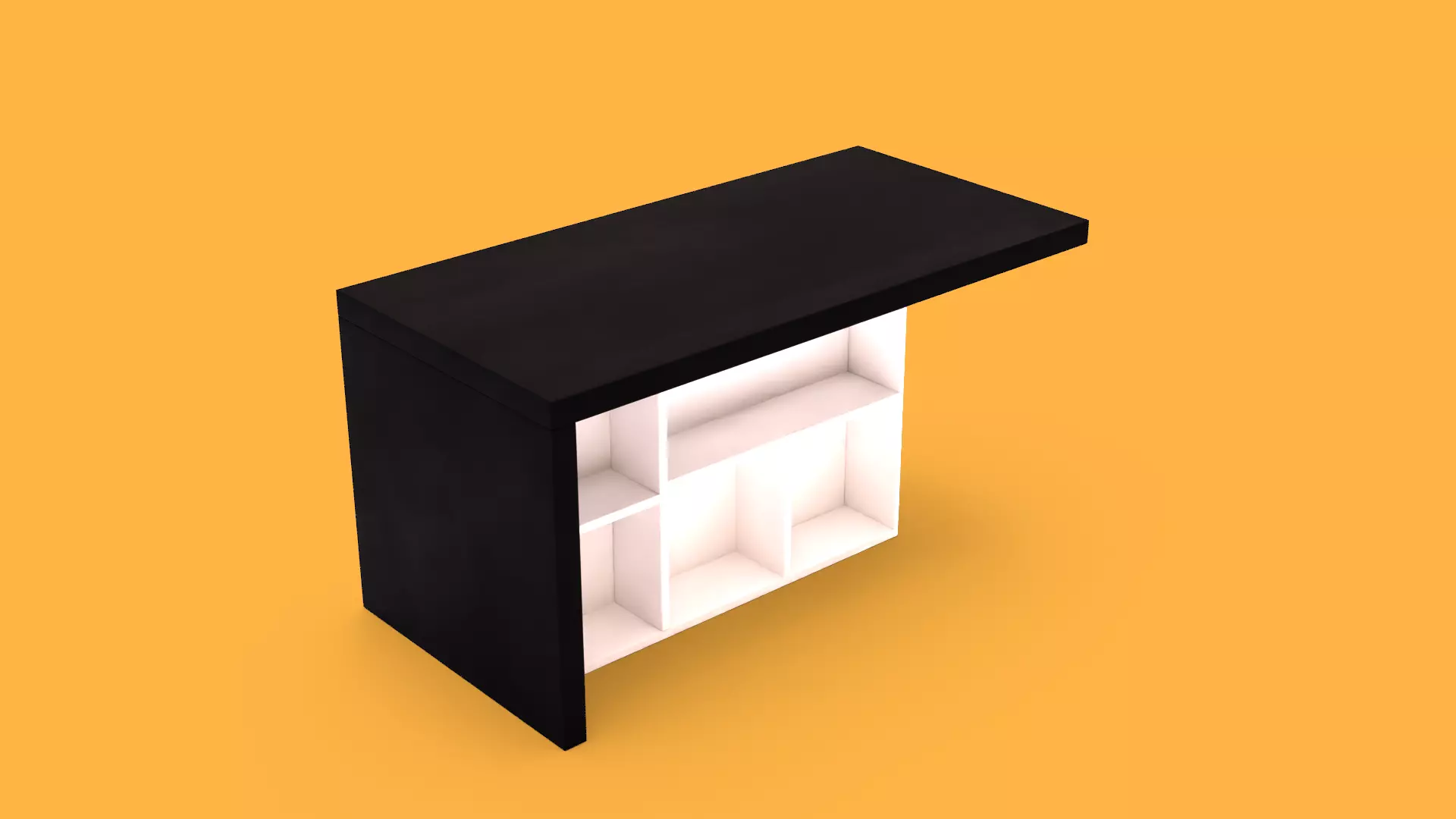 Modern Office Table with Storage Shelves and High Poly Low-poly 3D model_4