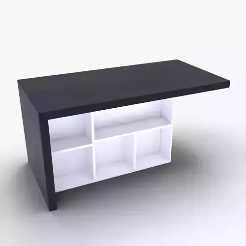 Modern Office Table with Storage Shelves and High Poly Low-poly 3D model Modern Office Table with Storage Shelves and High Poly Low-poly 3D model