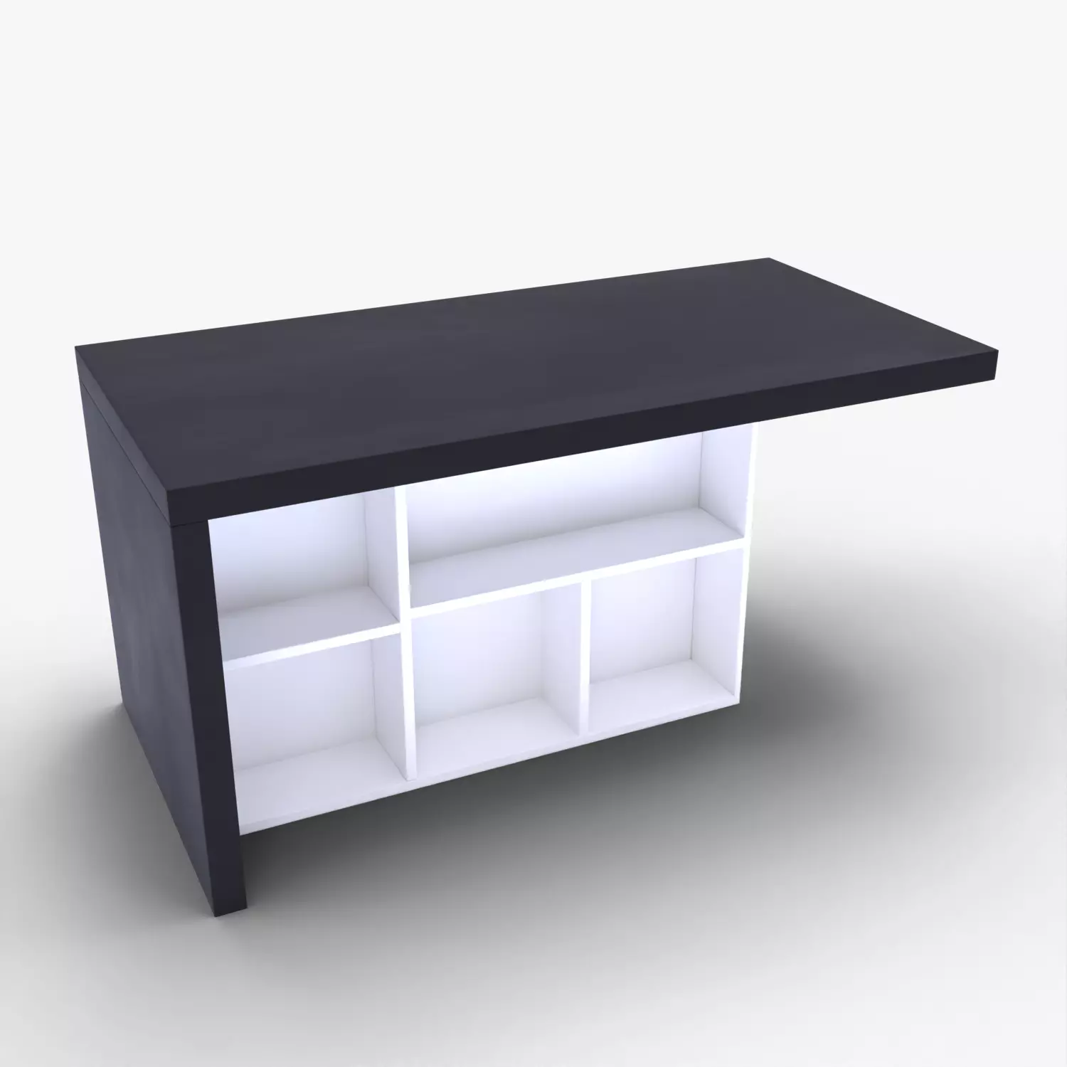 Modern Office Table with Storage Shelves and High Poly Low-poly 3D model_0