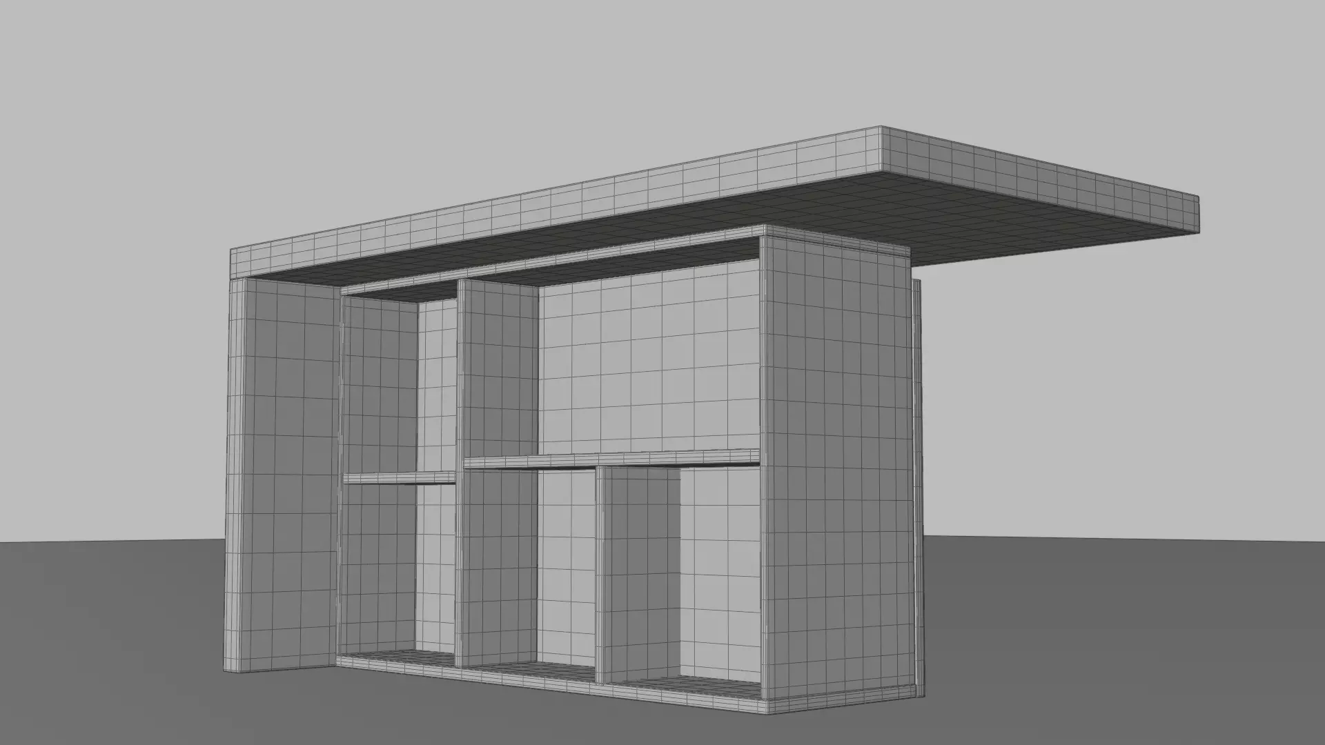 Modern Office Table with Storage Shelves and High Poly Low-poly 3D model_11