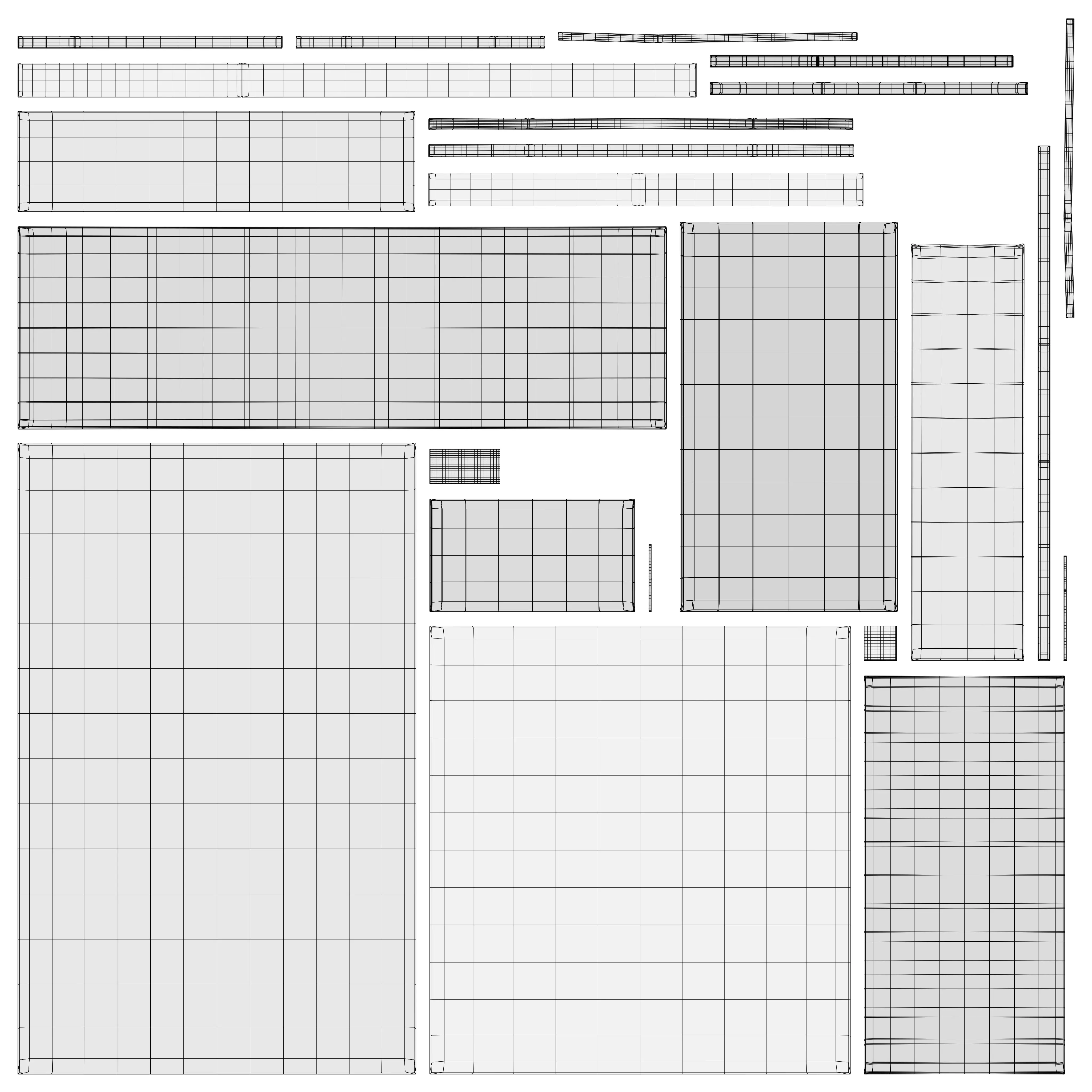Modern Office Table with Storage Shelves and High Poly Low-poly 3D model_10