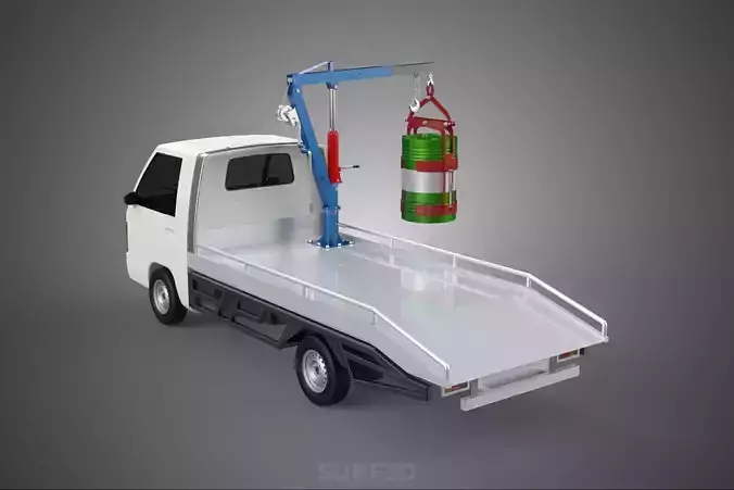 JACK HYDRAULIC CRANE HAND CRANK WINCH JIB DRUM TRUCK PICKUP CAR 3D model