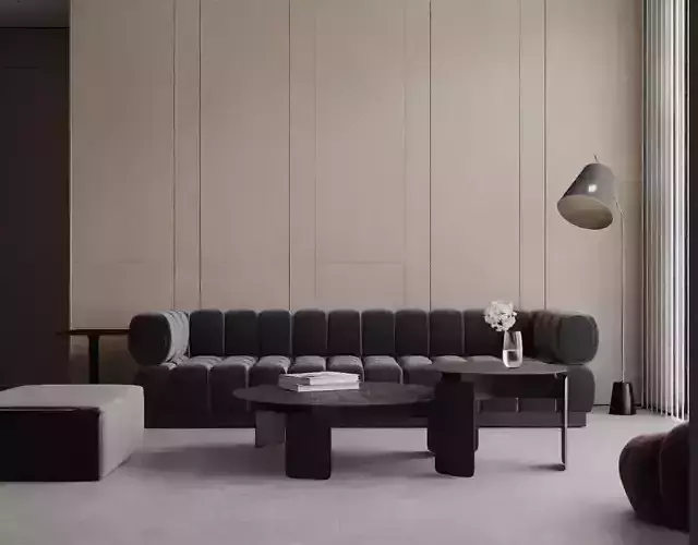 Modern Black and White Gray Restaurant 3D model