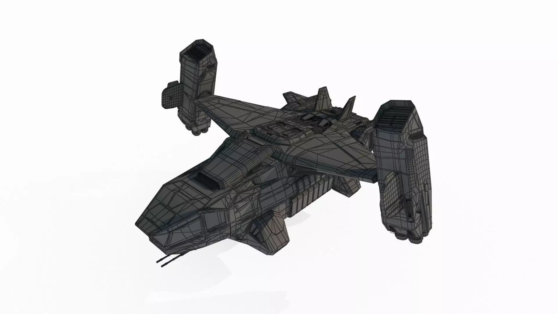 Future sci-fi military transport aircraft 3D model_6