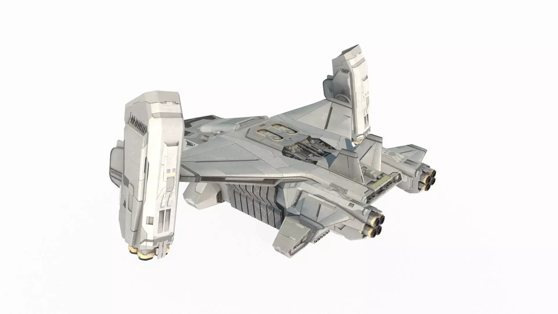 Future sci-fi military transport aircraft 3D model_5