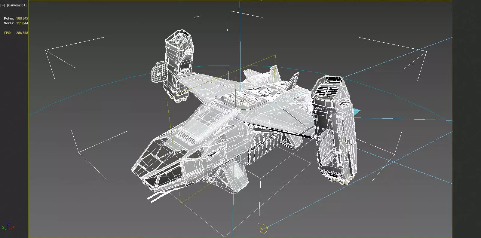 Future sci-fi military transport aircraft 3D model_7