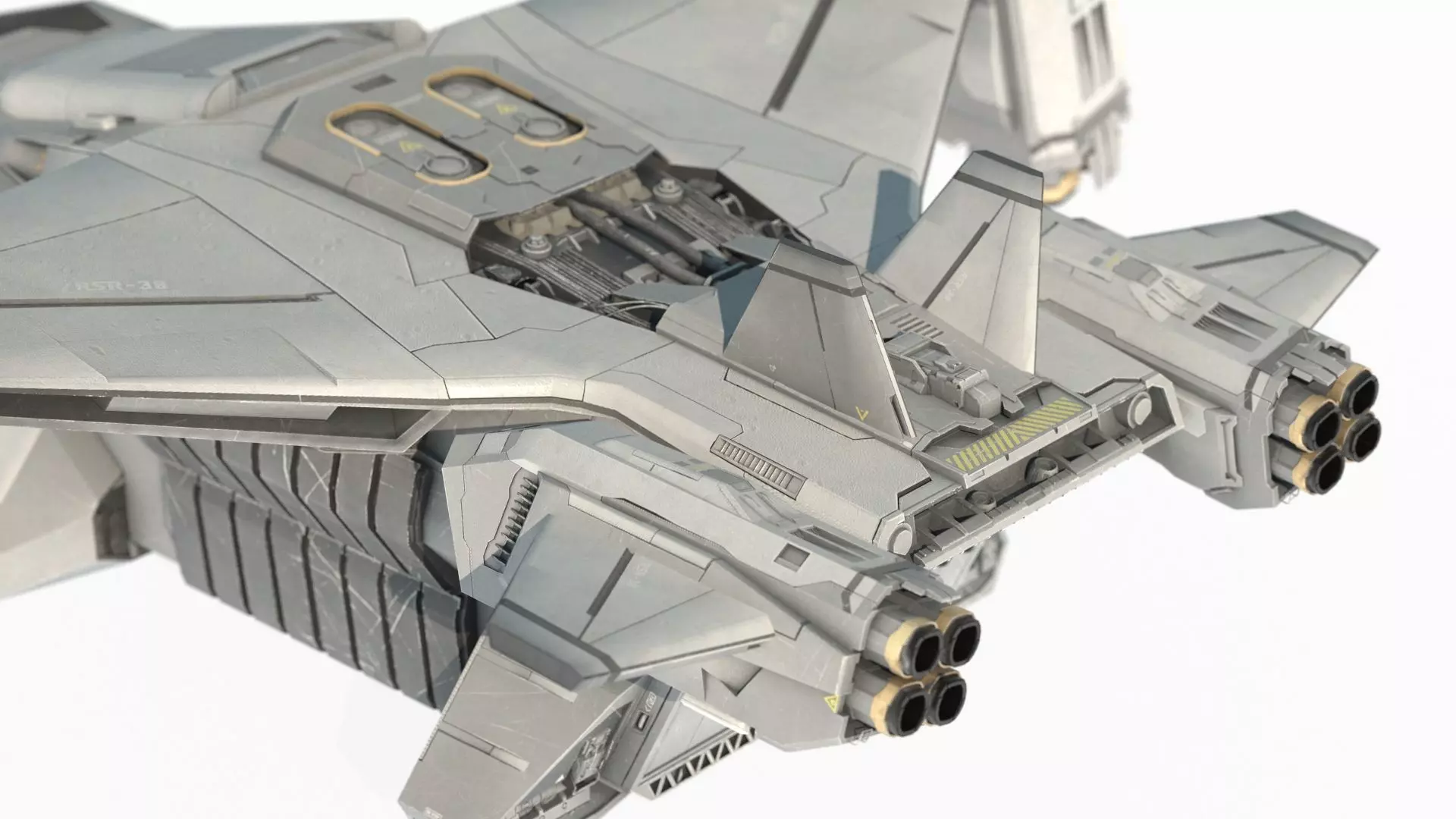 Future sci-fi military transport aircraft 3D model_9