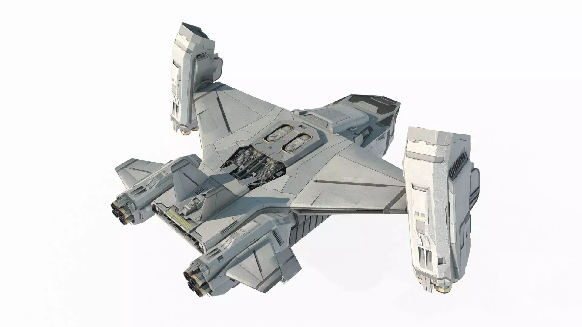 Future sci-fi military transport aircraft 3D model_0