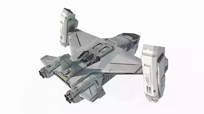 Future sci-fi military transport aircraft 3D model