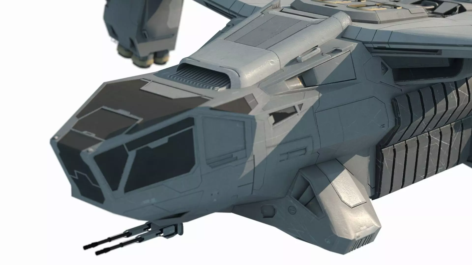 Future sci-fi military transport aircraft 3D model_3