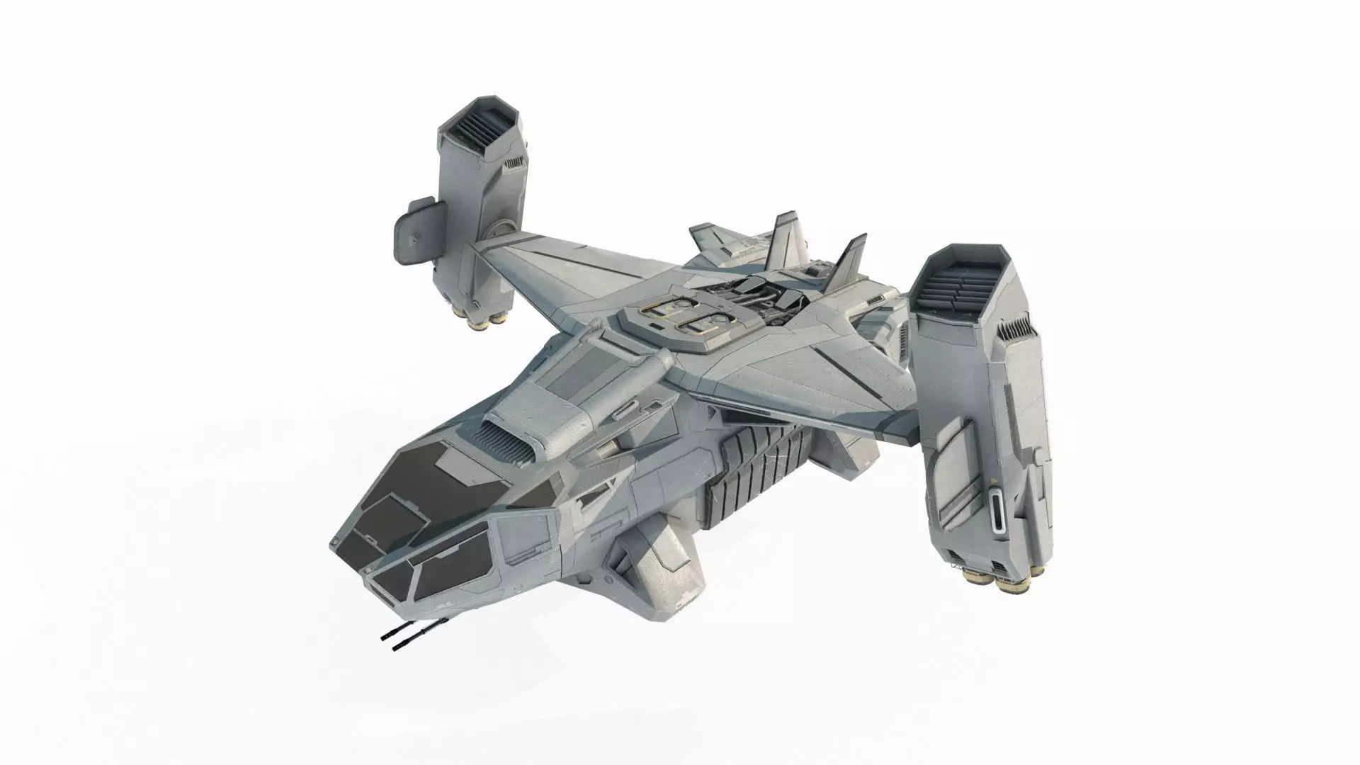 Future sci-fi military transport aircraft 3D model_1