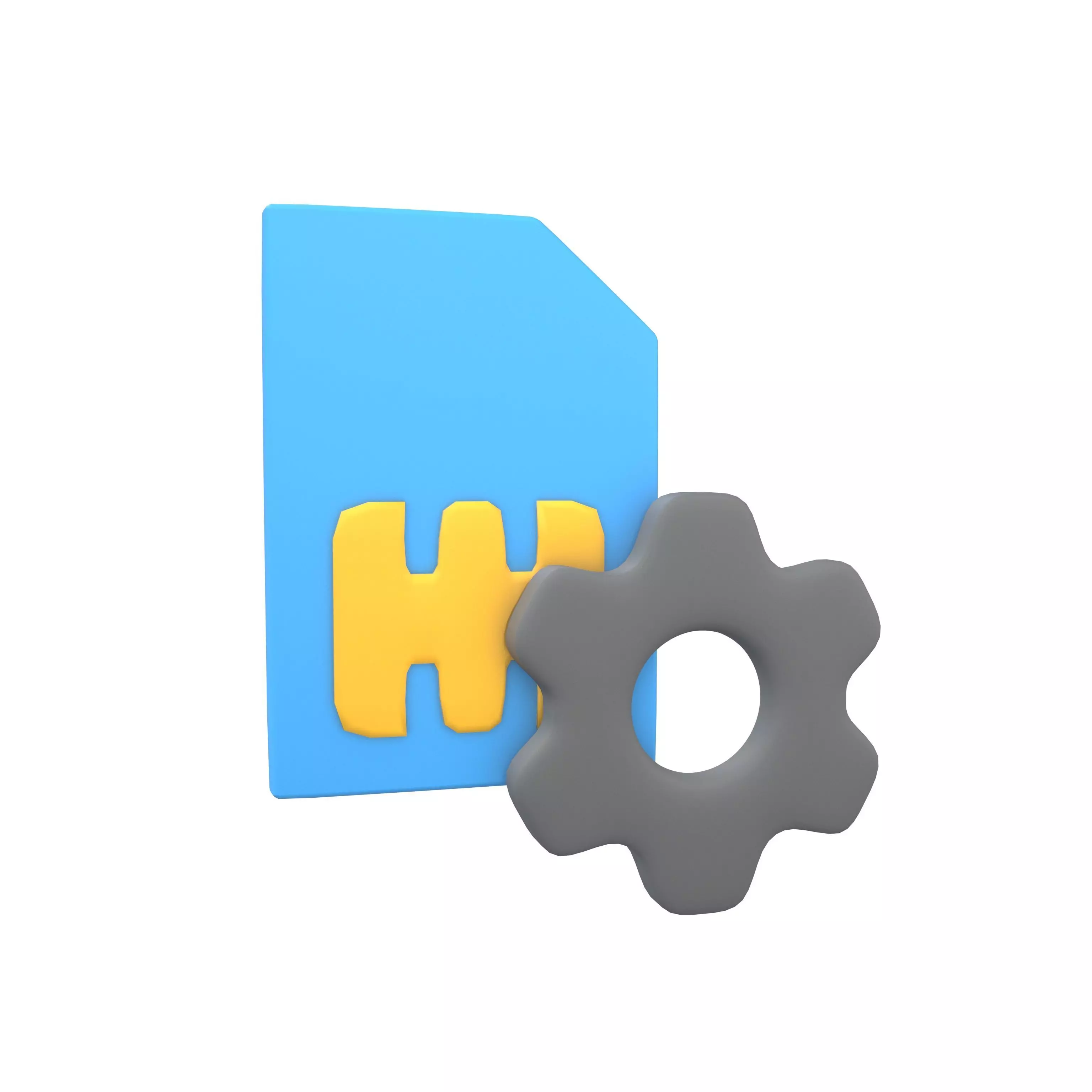 Sim Card Setting Icon v1 002 Low-poly 3D model_0