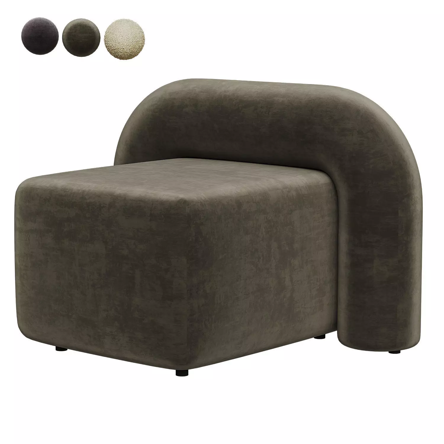 Cantrell VelvetBoucle Lounge Chair 3D model_0