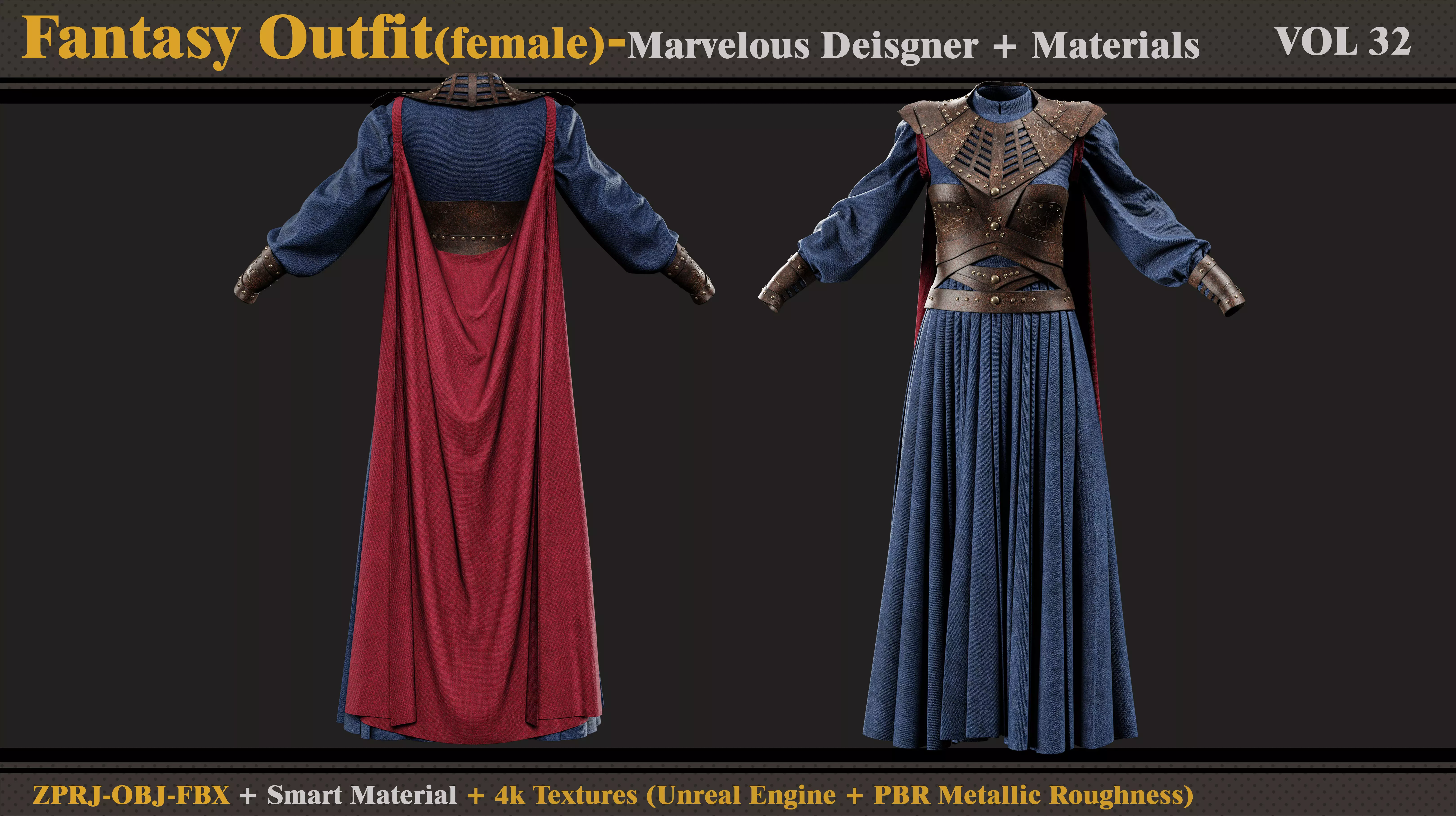 Fantasy Outfit-MD-Clo3d-Smart Material-Textures-OBJ-FBX 3D model_1