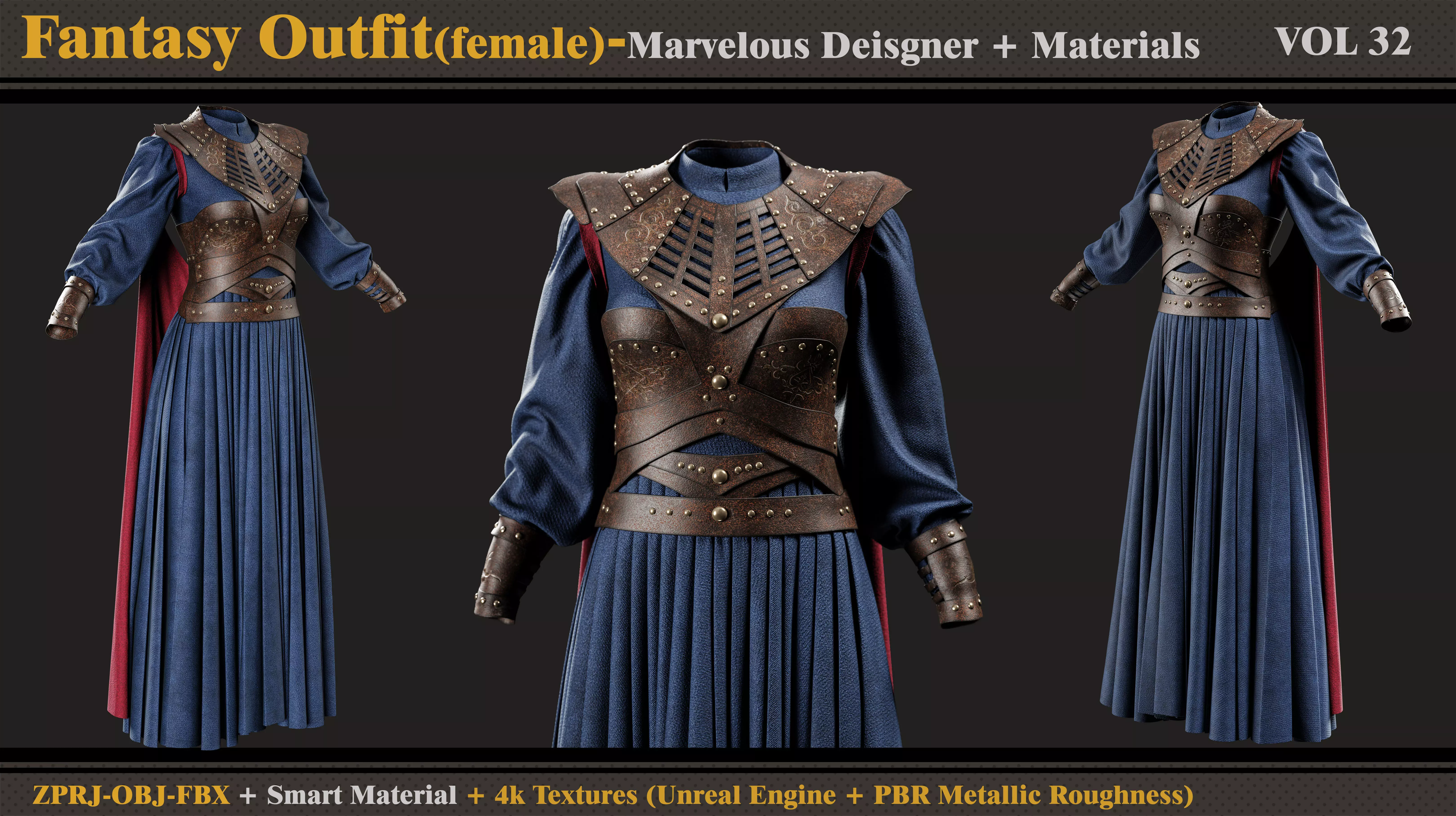 Fantasy Outfit-MD-Clo3d-Smart Material-Textures-OBJ-FBX 3D model_2