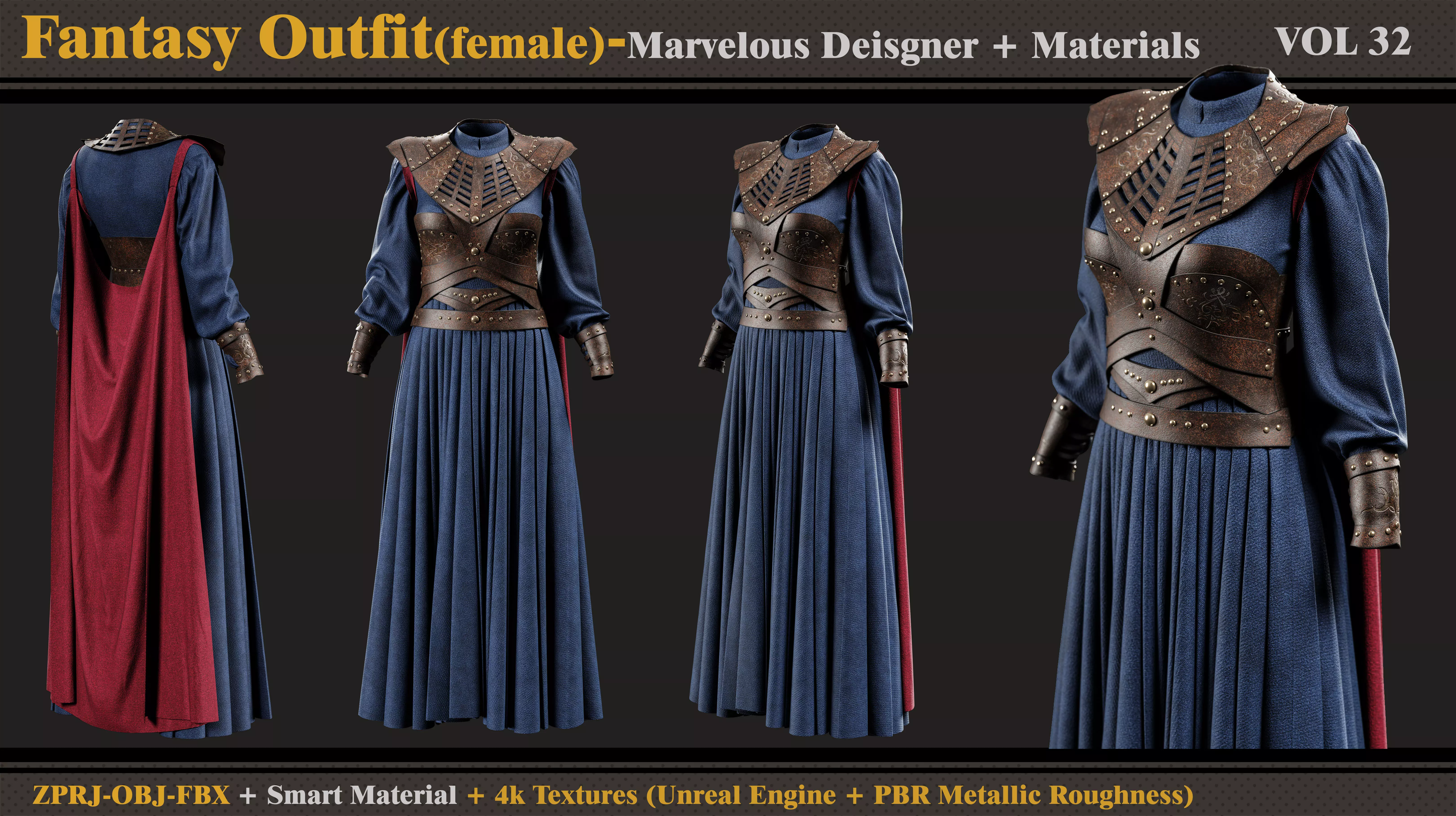 Fantasy Outfit-MD-Clo3d-Smart Material-Textures-OBJ-FBX 3D model_0