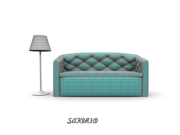 Sofa with Lamp 3D model_3