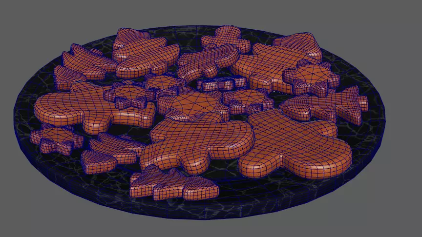 Ginger cookies of different shapes Low-poly 3D model_6