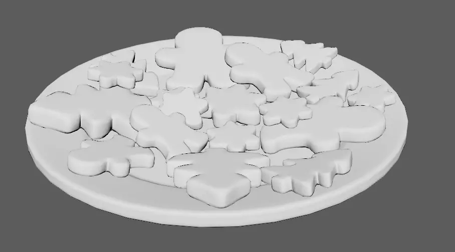 Ginger cookies of different shapes Low-poly 3D model_8