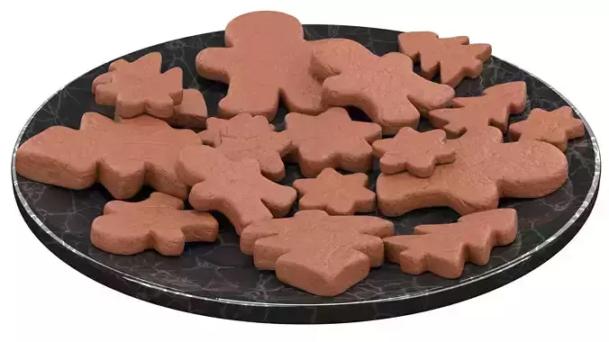 Ginger cookies of different shapes Low-poly 3D model