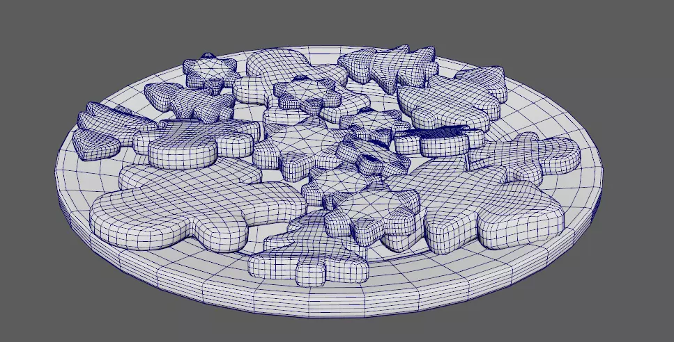 Ginger cookies of different shapes Low-poly 3D model_10