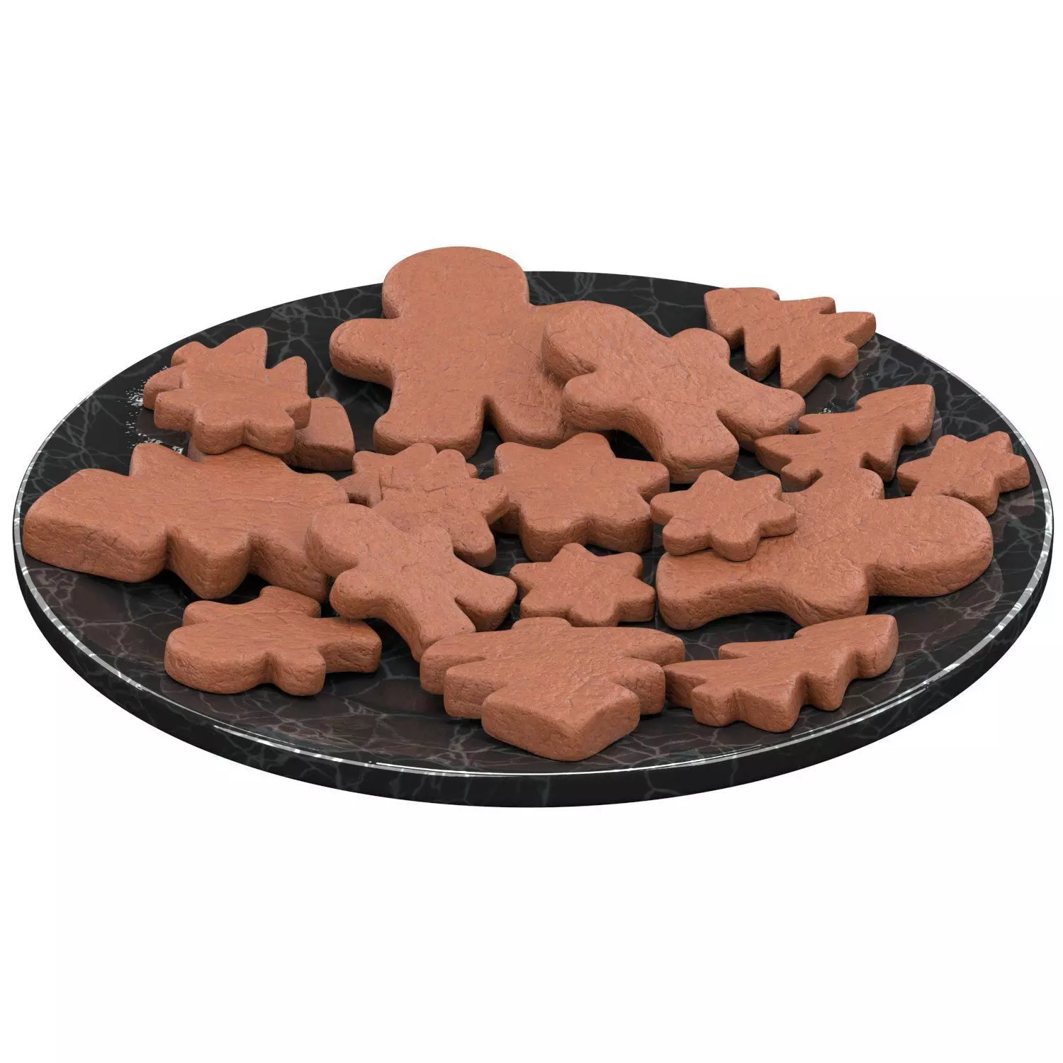 Ginger cookies of different shapes Low-poly 3D model_3