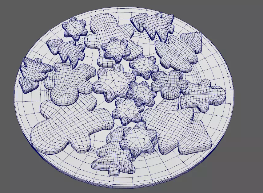 Ginger cookies of different shapes Low-poly 3D model_11