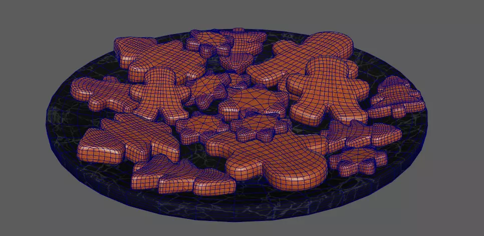 Ginger cookies of different shapes Low-poly 3D model_5