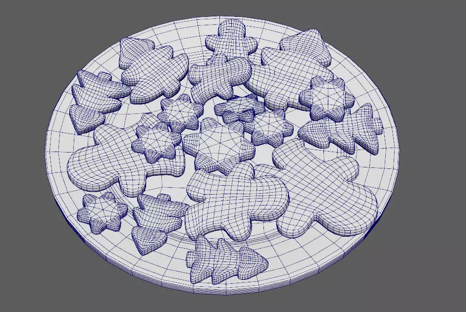 Ginger cookies of different shapes Low-poly 3D model_12