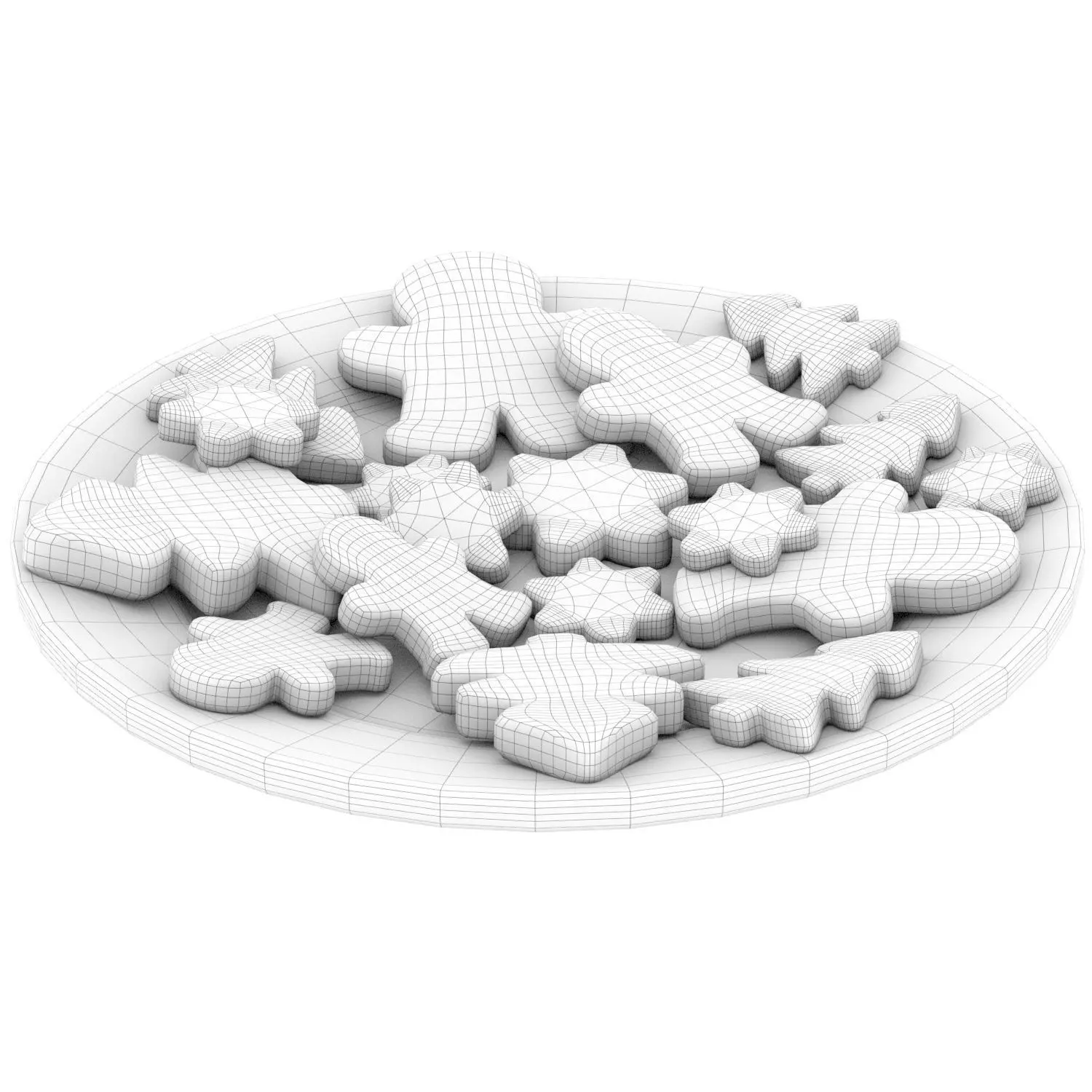 Ginger cookies of different shapes Low-poly 3D model_4