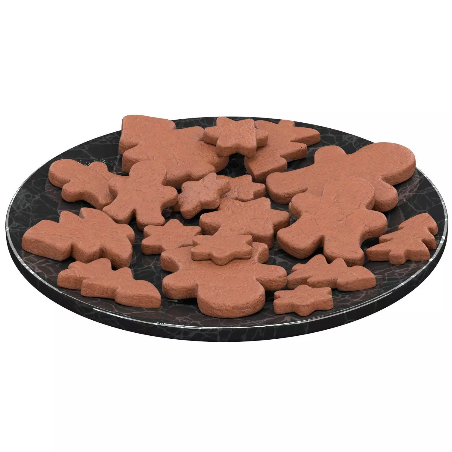 Ginger cookies of different shapes Low-poly 3D model_1