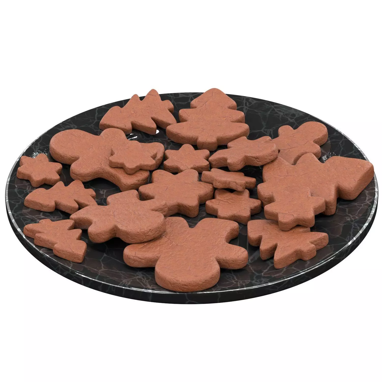 Ginger cookies of different shapes Low-poly 3D model_2