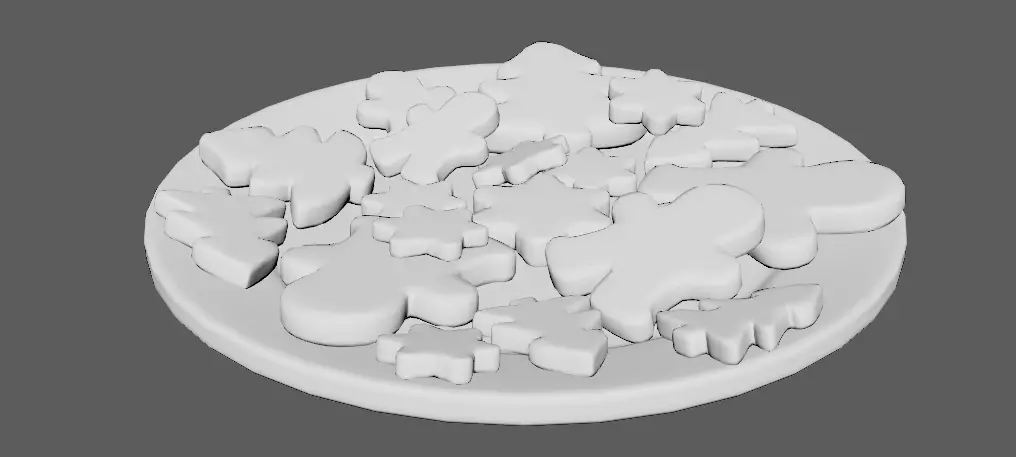 Ginger cookies of different shapes Low-poly 3D model_7