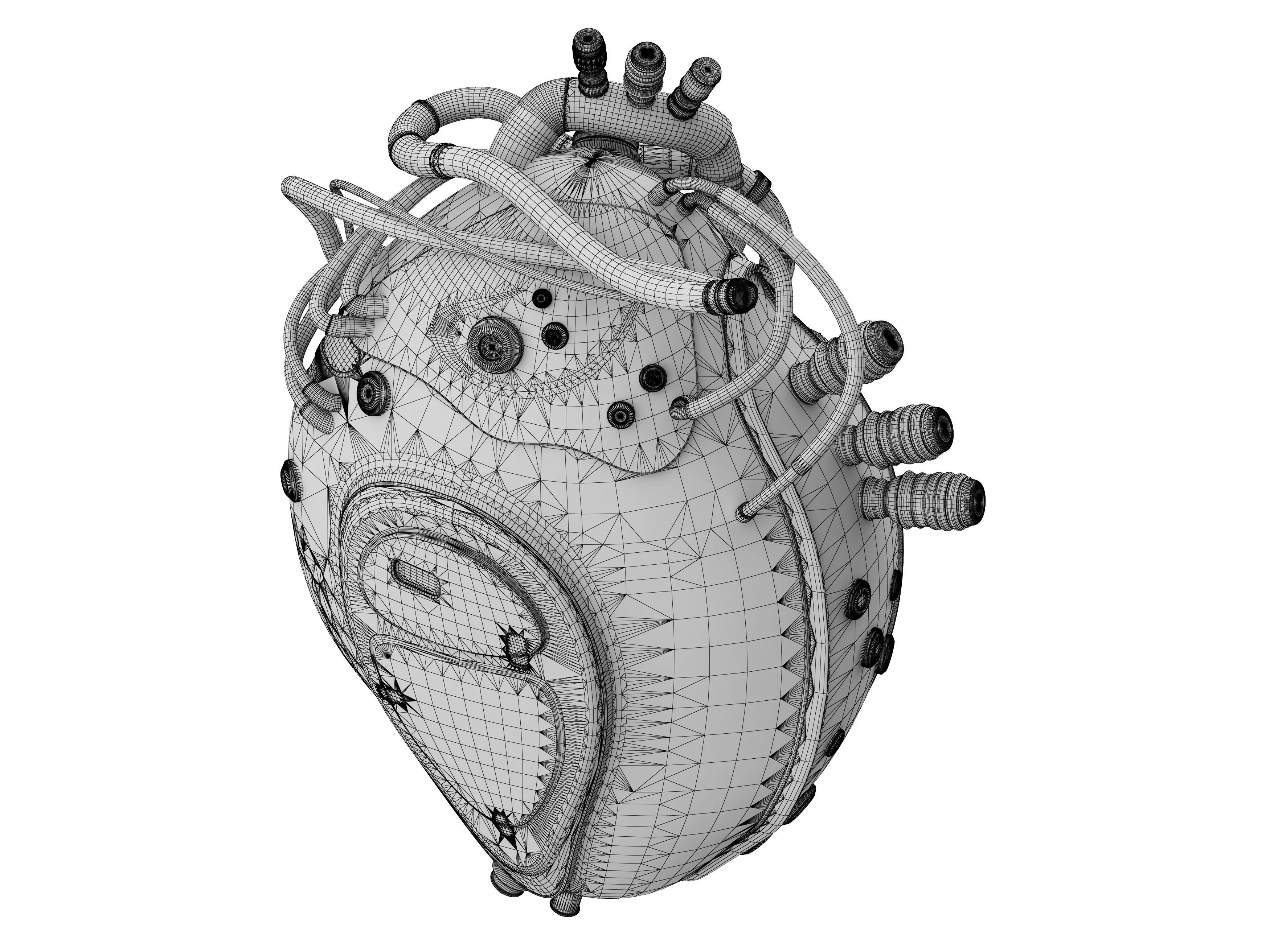 Mechanical heart Low-poly 3D model_11