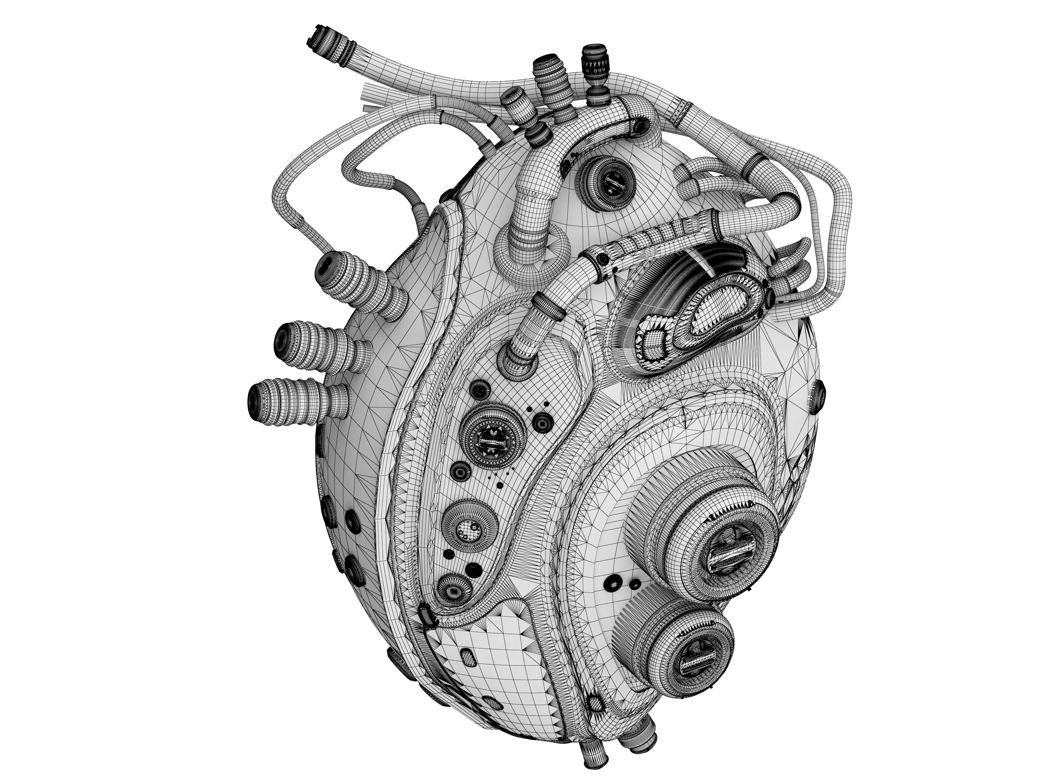 Mechanical heart Low-poly 3D model_12