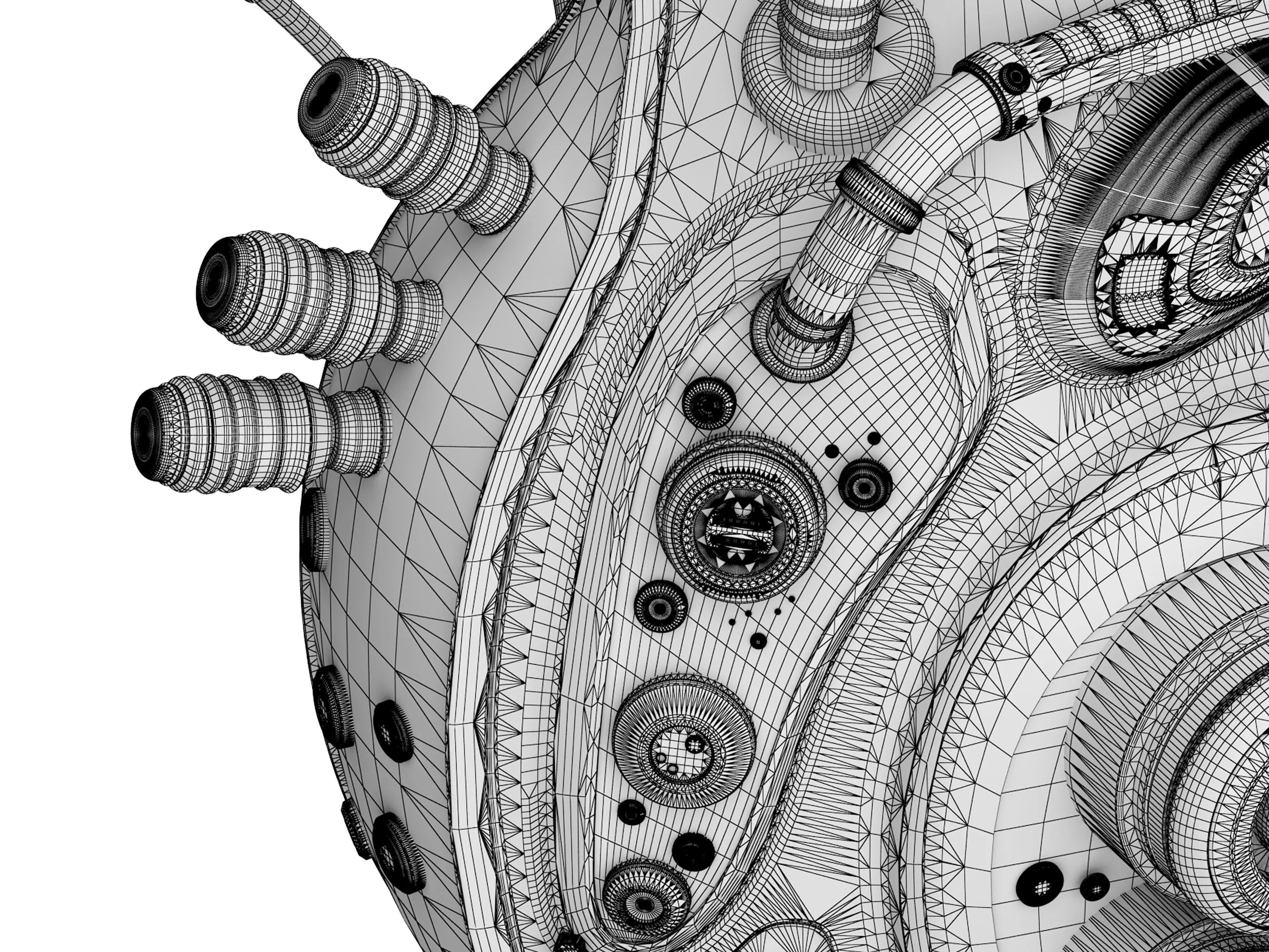 Mechanical heart Low-poly 3D model_15