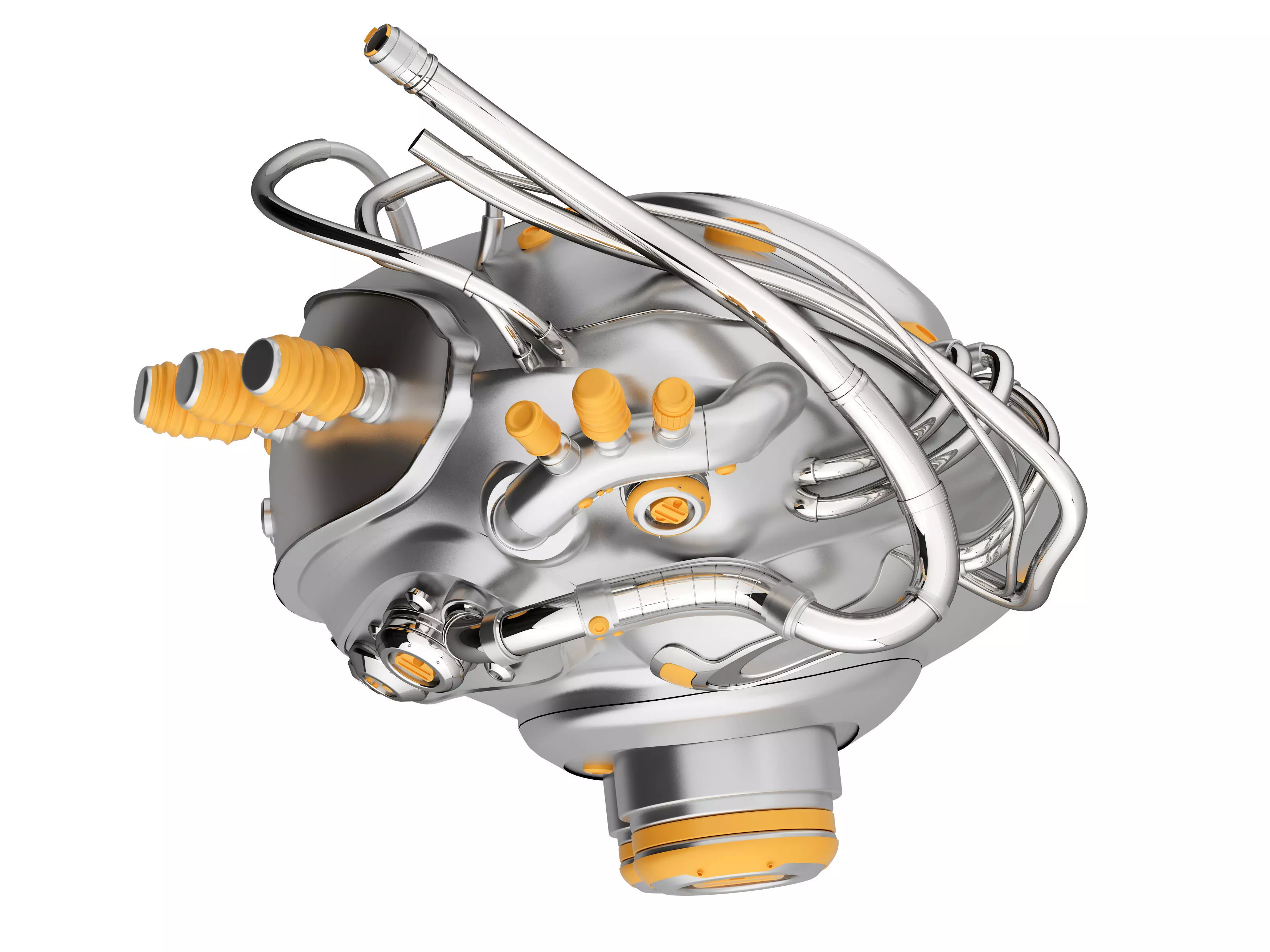 Mechanical heart Low-poly 3D model_9