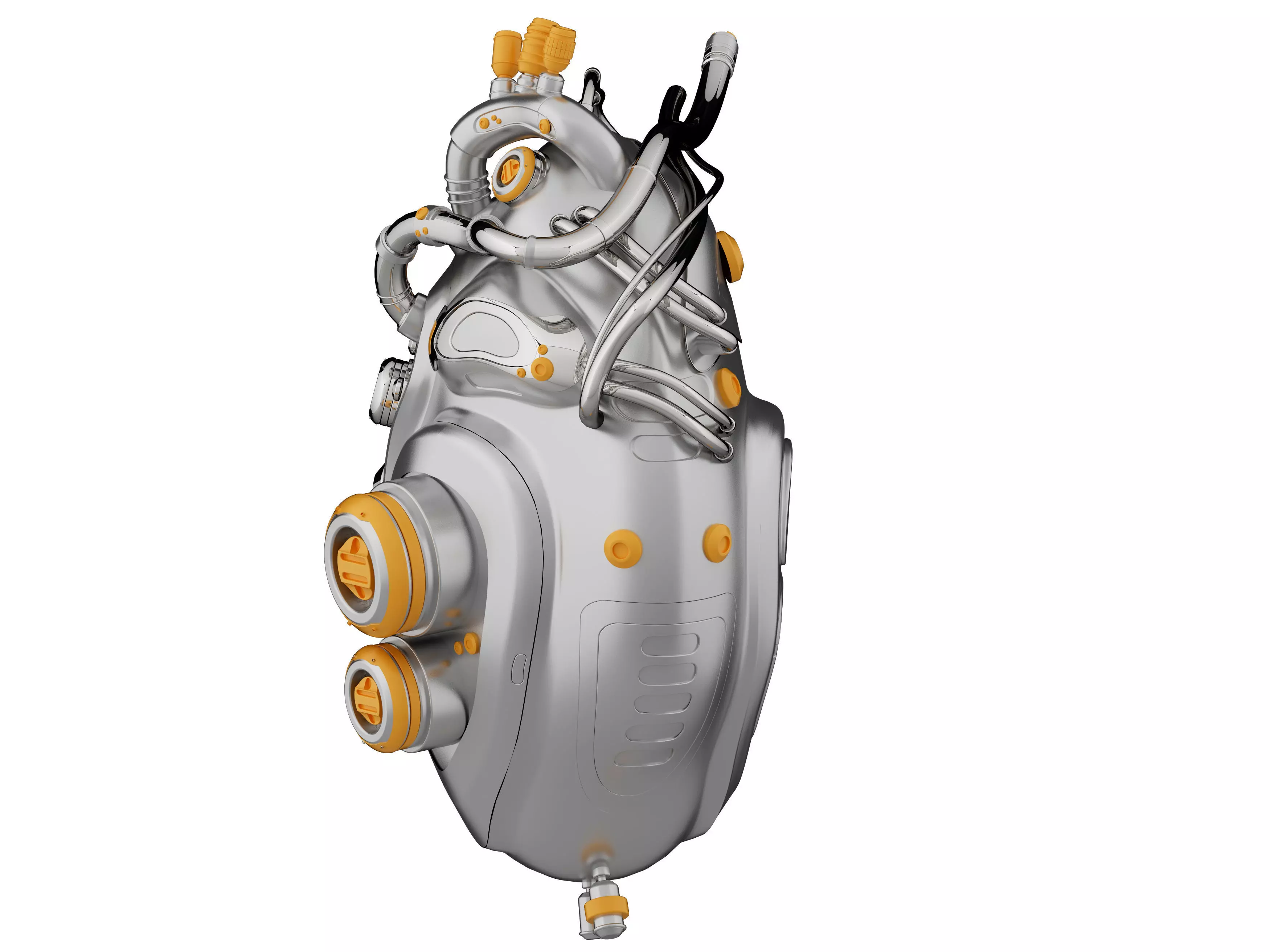 Mechanical heart Low-poly 3D model_8