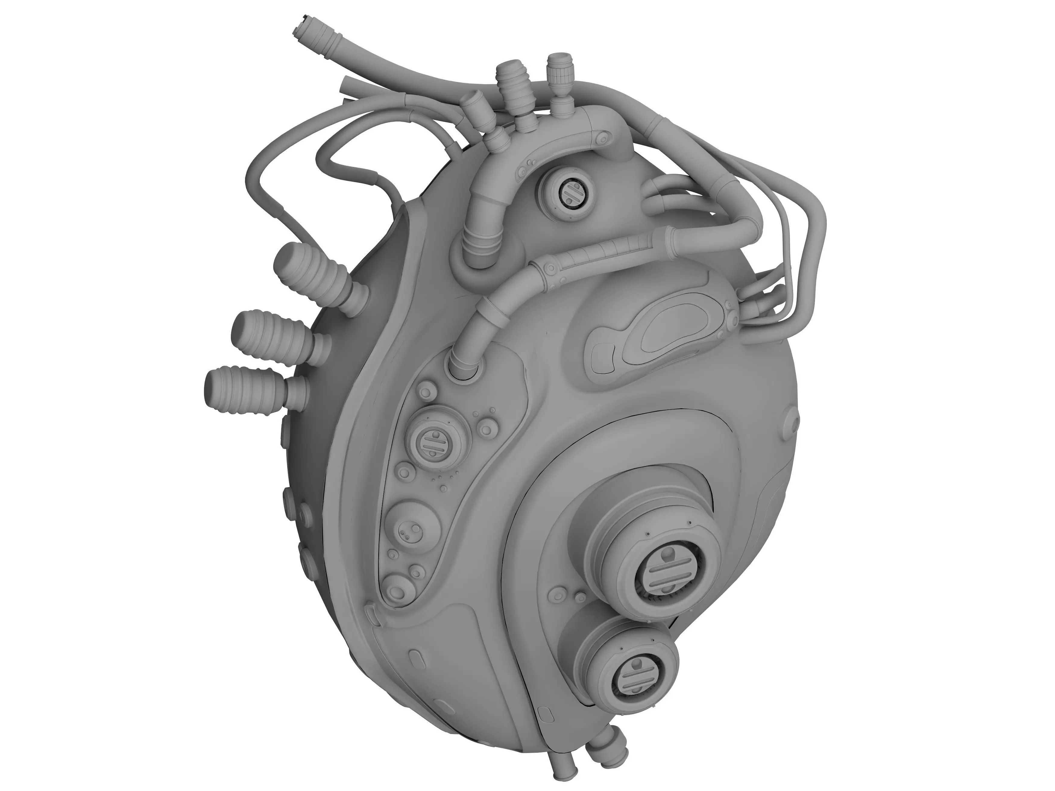 Mechanical heart Low-poly 3D model_10