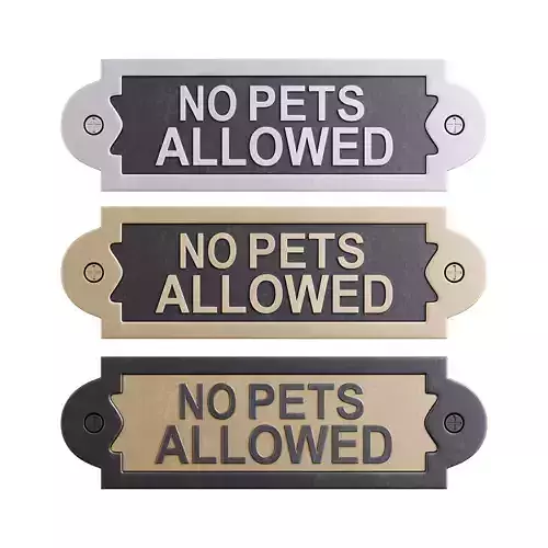 Solid Brass Sign No Pets Allowed 3D model
