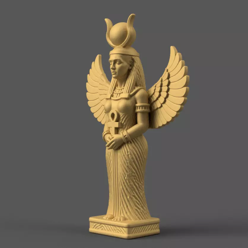 Isis Winged Statue 3D Print STL - Egyptian Decor 3D print model_1