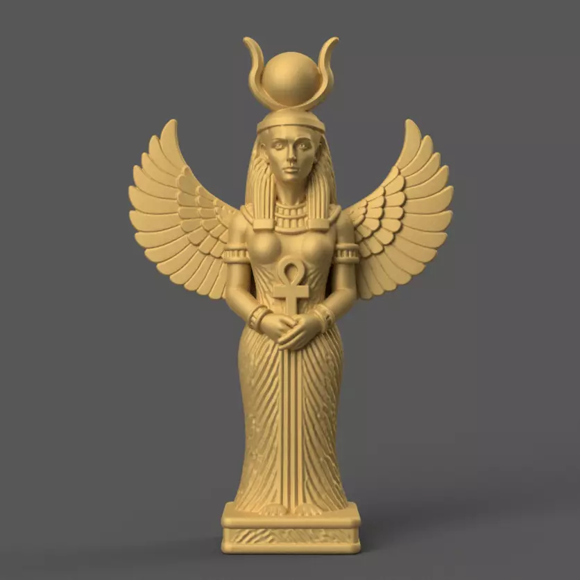 Isis Winged Statue 3D Print STL - Egyptian Decor 3D print model_0
