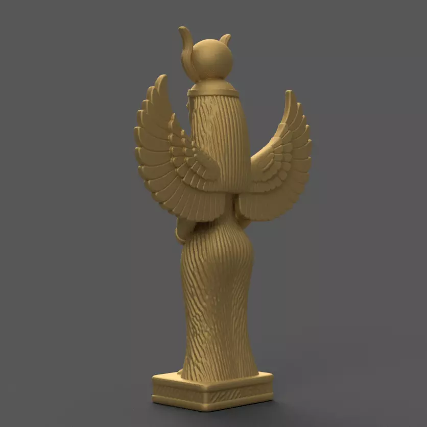 Isis Winged Statue 3D Print STL - Egyptian Decor 3D print model_3