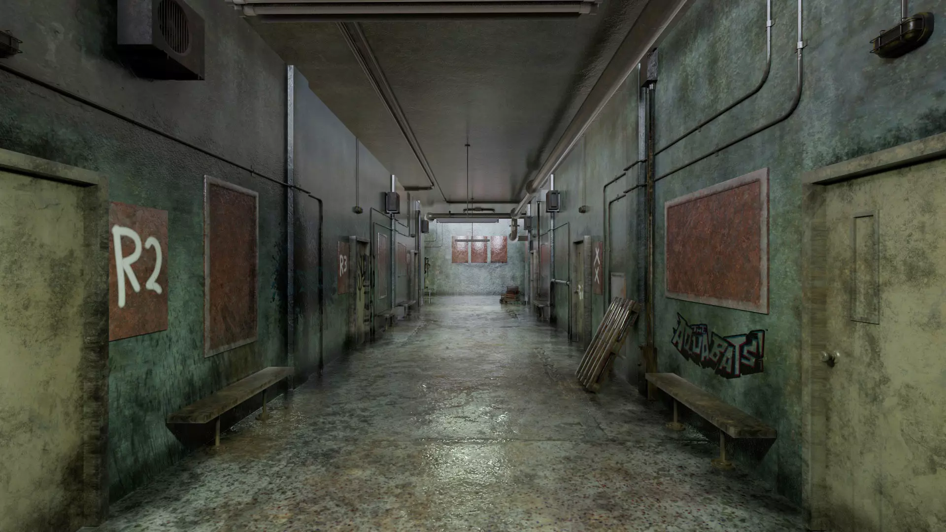 Old Corridor Level-2 Low-poly 3D model