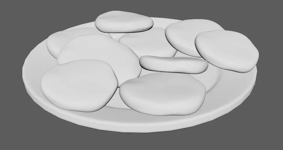 Soft cookie with chocolate chunks Low-poly 3D model_9