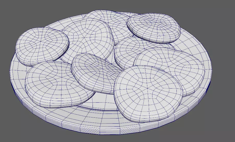 Soft cookie with chocolate chunks Low-poly 3D model_10