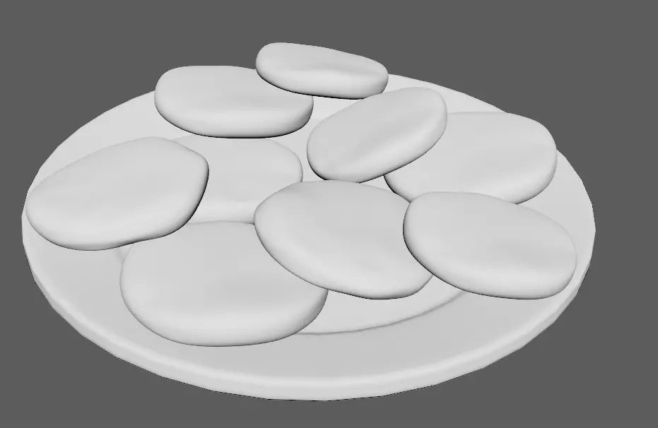 Soft cookie with chocolate chunks Low-poly 3D model_8